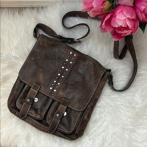 Patricia Nash brown leather crossbody satchel purse